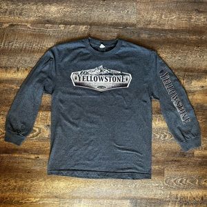 Yellowstone National Park Long Sleeve Gray Graphic Crewneck Pullover Sz Large